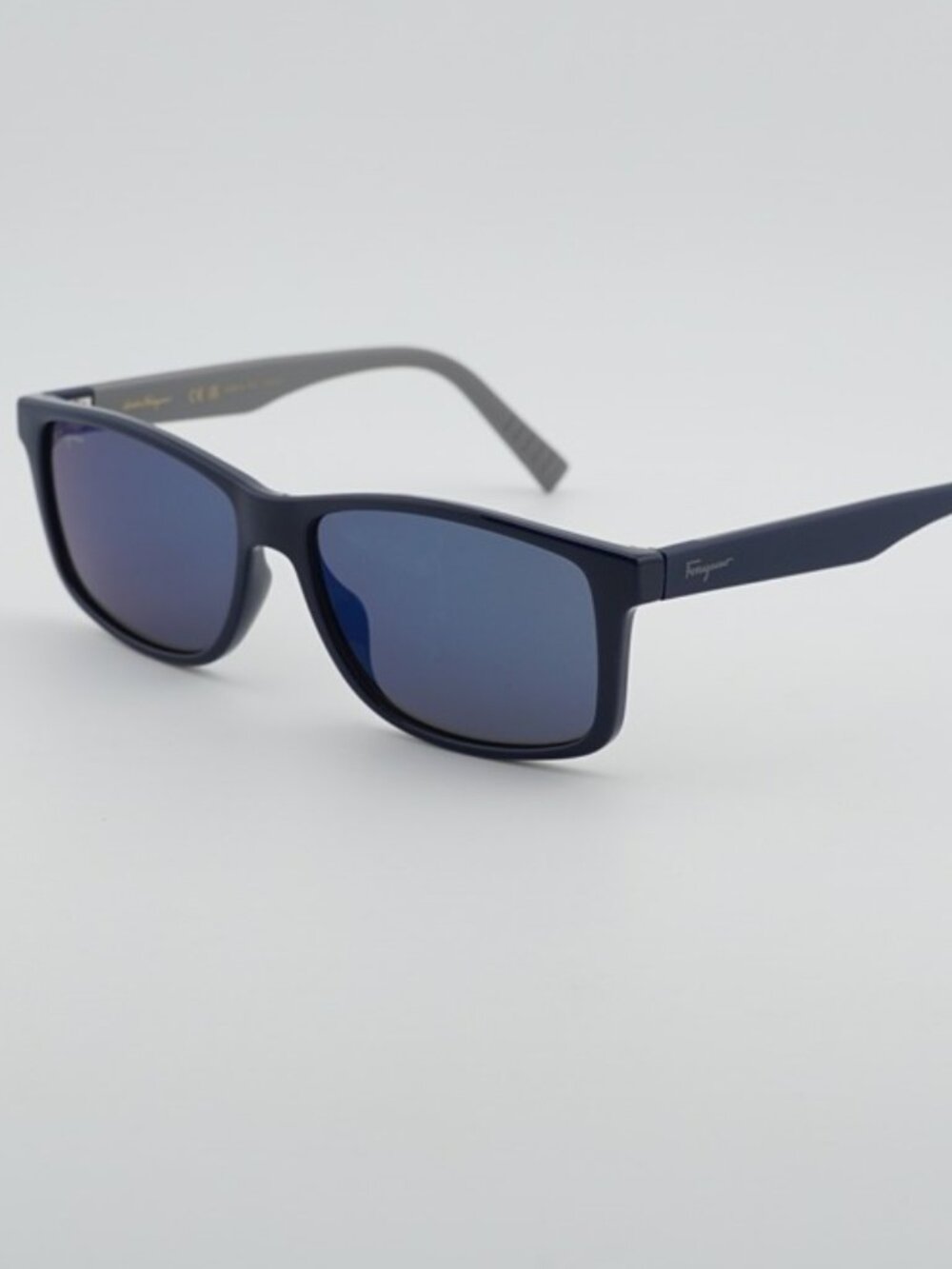 Salvatore Ferragamo SF938S 435 Sunglasses Blue Grey Rectangle Frame, Blue Lenses